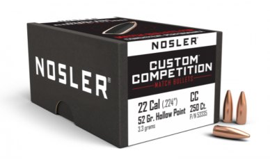 Nosler 22 Caliber 52gr HPBT Custom Competition® (250ct) 53335