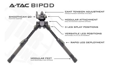 Tier One ATAC Bipod ALUMINIUM PAN/TILT