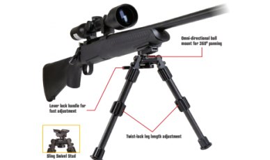 Caldwell Accumax Carbon Fiber Premium Swivel Stud Bipod 6-9Inch
