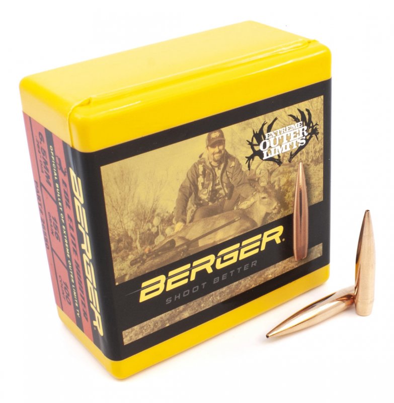 Berger  Berger 6.5 mm 156 Grain Extreme Outer Limits (EOL) Elite Hunter Rifle Bullet (26550)