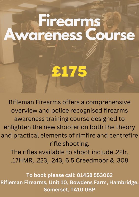 Firearms Awareness Course (Inclusive of shooting various calibre rifles)